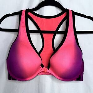 Victoria Secret Womens Size 36DD Pink Purple Front Closure Razor Back Padded Bra